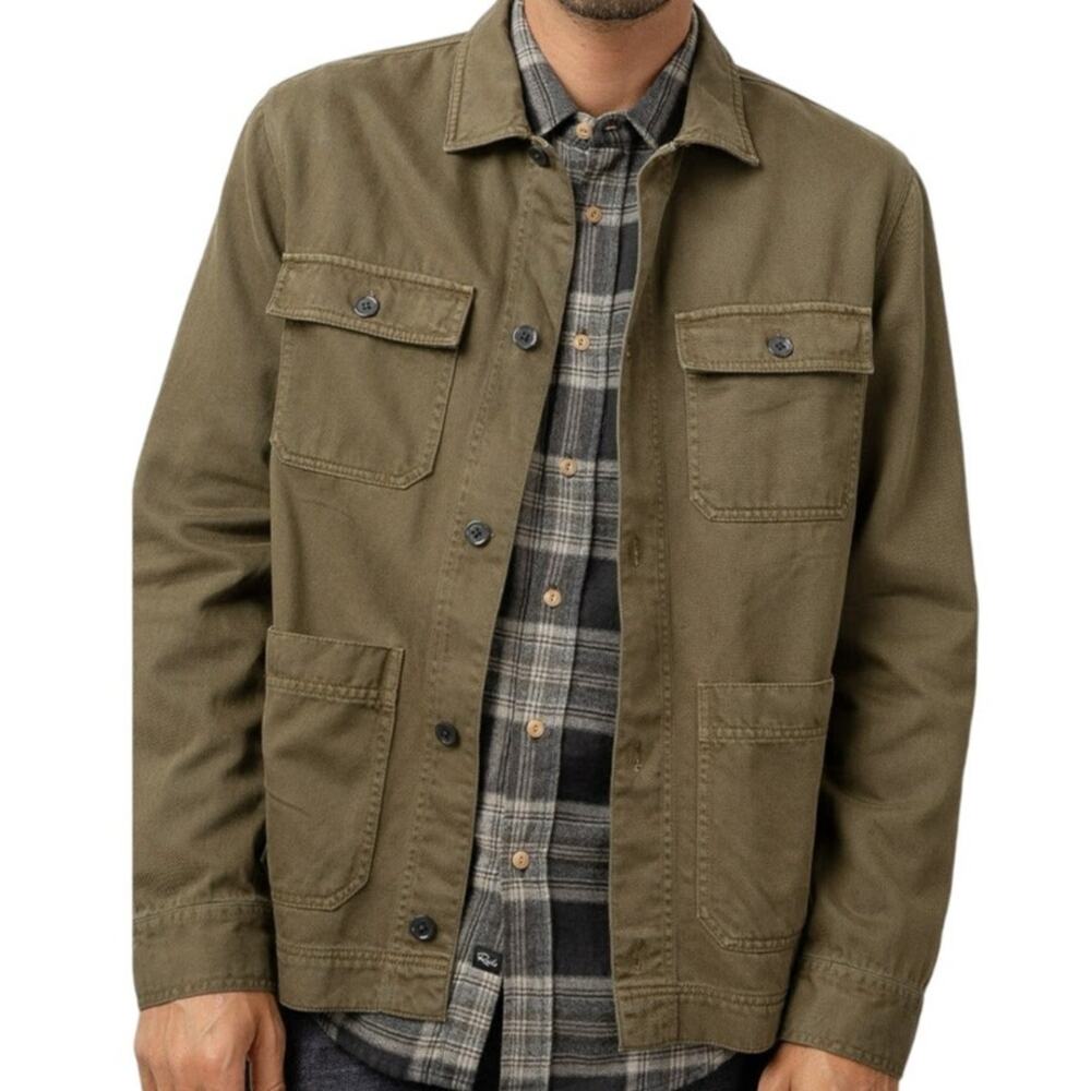 Rails NWT Men's Franklin Jacket in Shadow Button Up Size L Shacket Green Brown